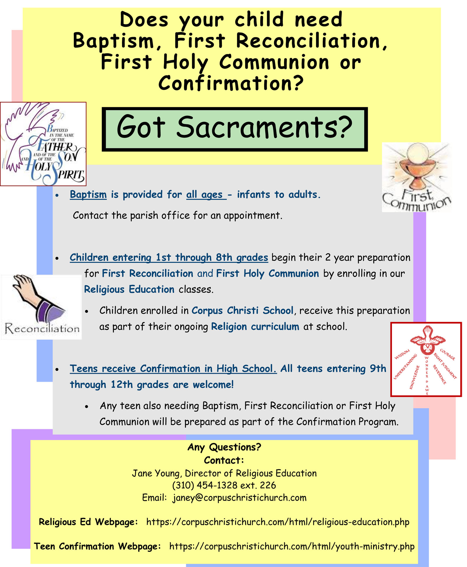 Bulletin - Grades 1- high school sacrament flier